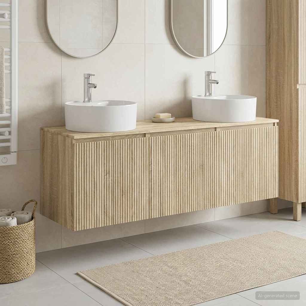 Badezimmerschrank-Set 3 stk. Sonoma-Eiche 49,5 x 44,5 x 65 cm