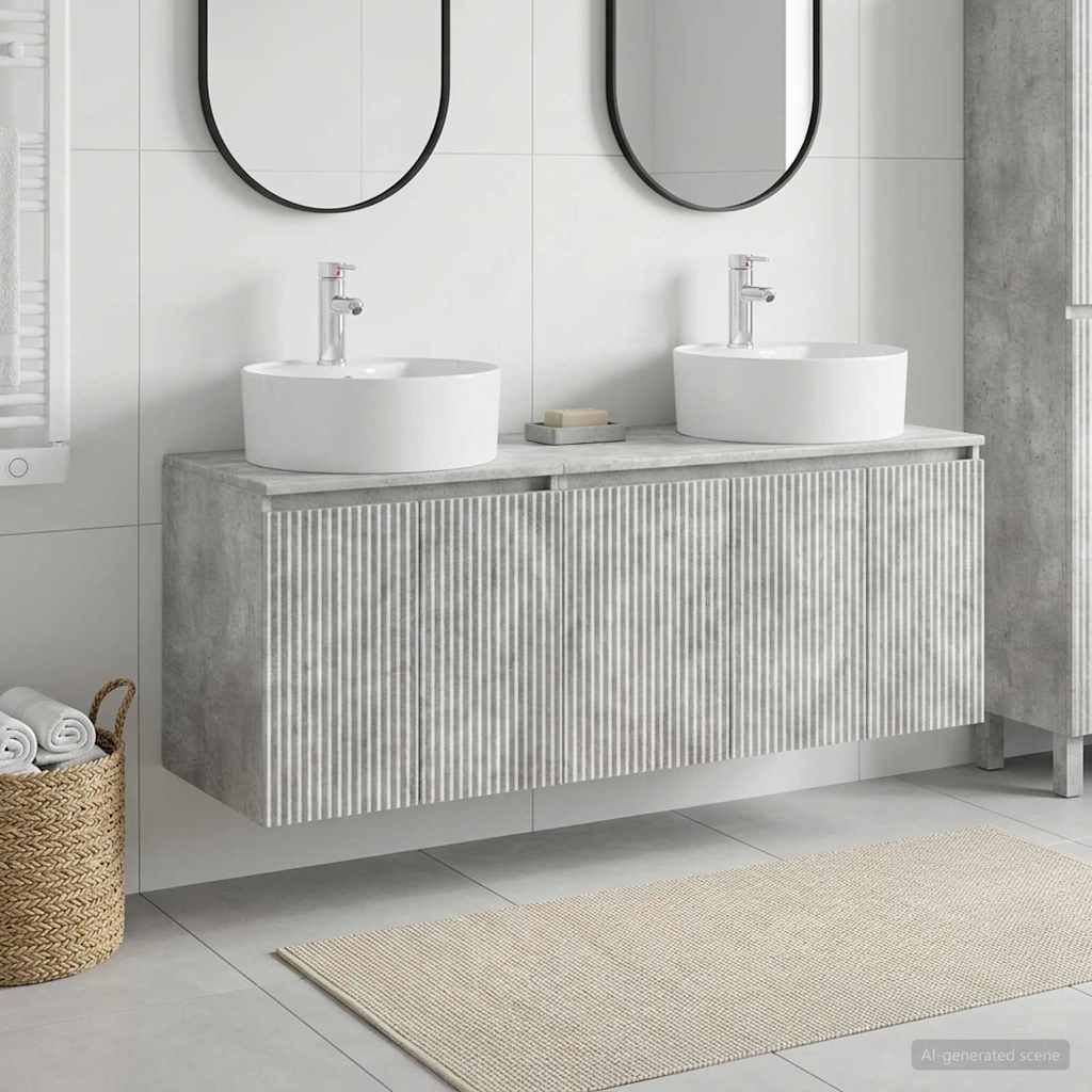 Badezimmerschrank-Set 3 stk. Betongrau 49,5 x 44,5 x 65 cm