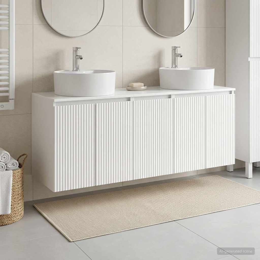 Badezimmerschrank-Set 3 stk. Hochglanz Weiß 49,5 x 44,5 x 65 cm