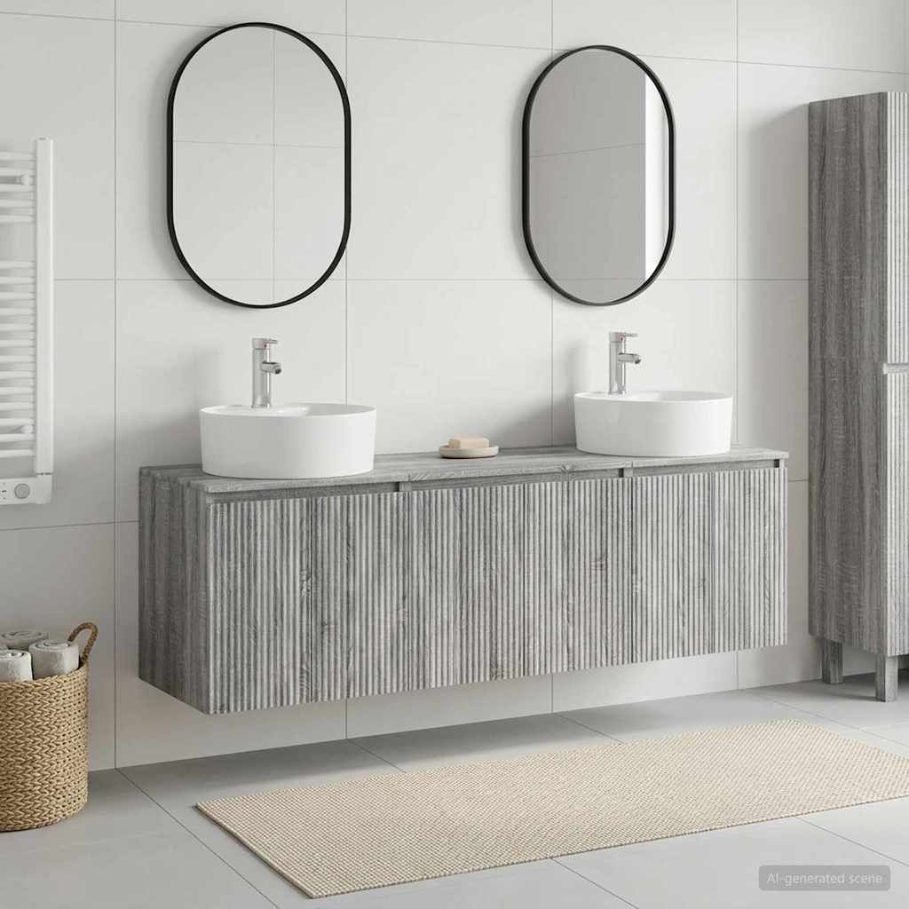Badezimmerschrank-Set 3 stk. Grau Sonoma 49,5 x 44,5 x 65 cm