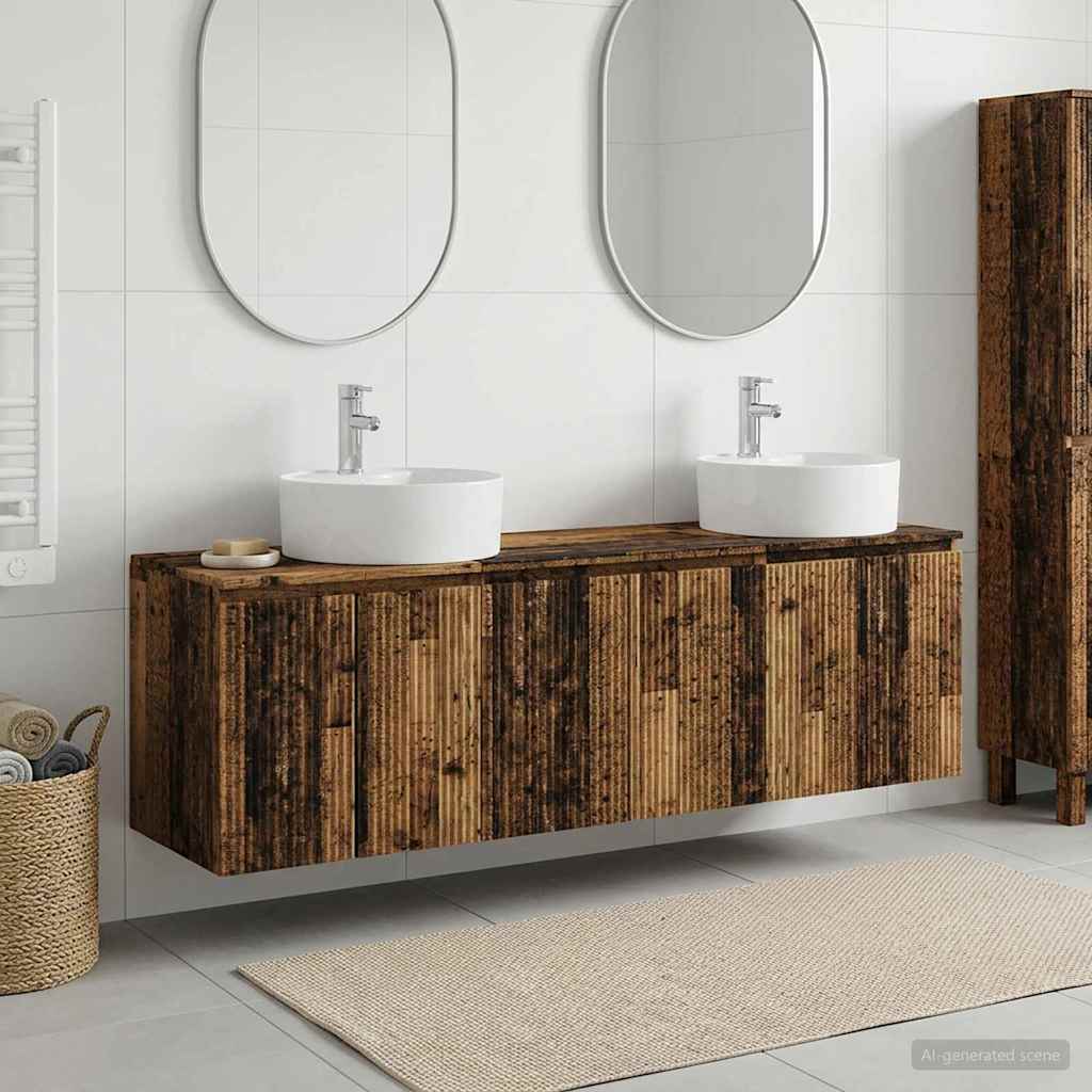 Badezimmerschrank-Set 3 stk. Altholz 49,5 x 44,5 x 65 cm