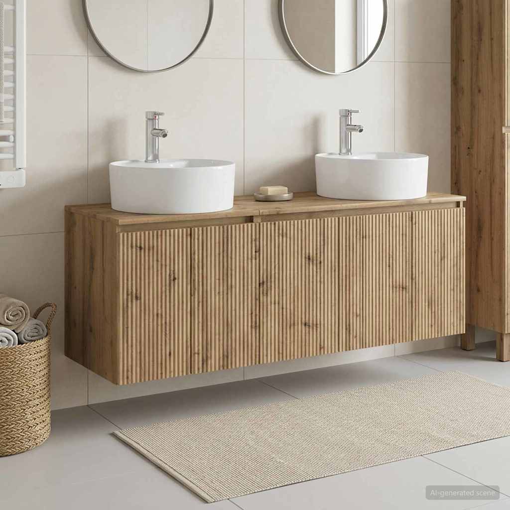 Badezimmerschrank-Set 3 Stk. Artisan-Eiche 49,5 x 44,5 x 65 cm
