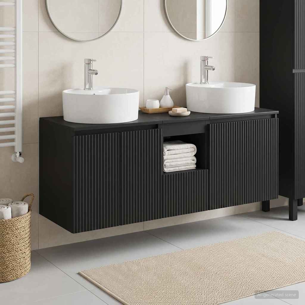 Badezimmerschrank-Set 3 stk. Schwarz 49,5 x 44,5 x 65 cm