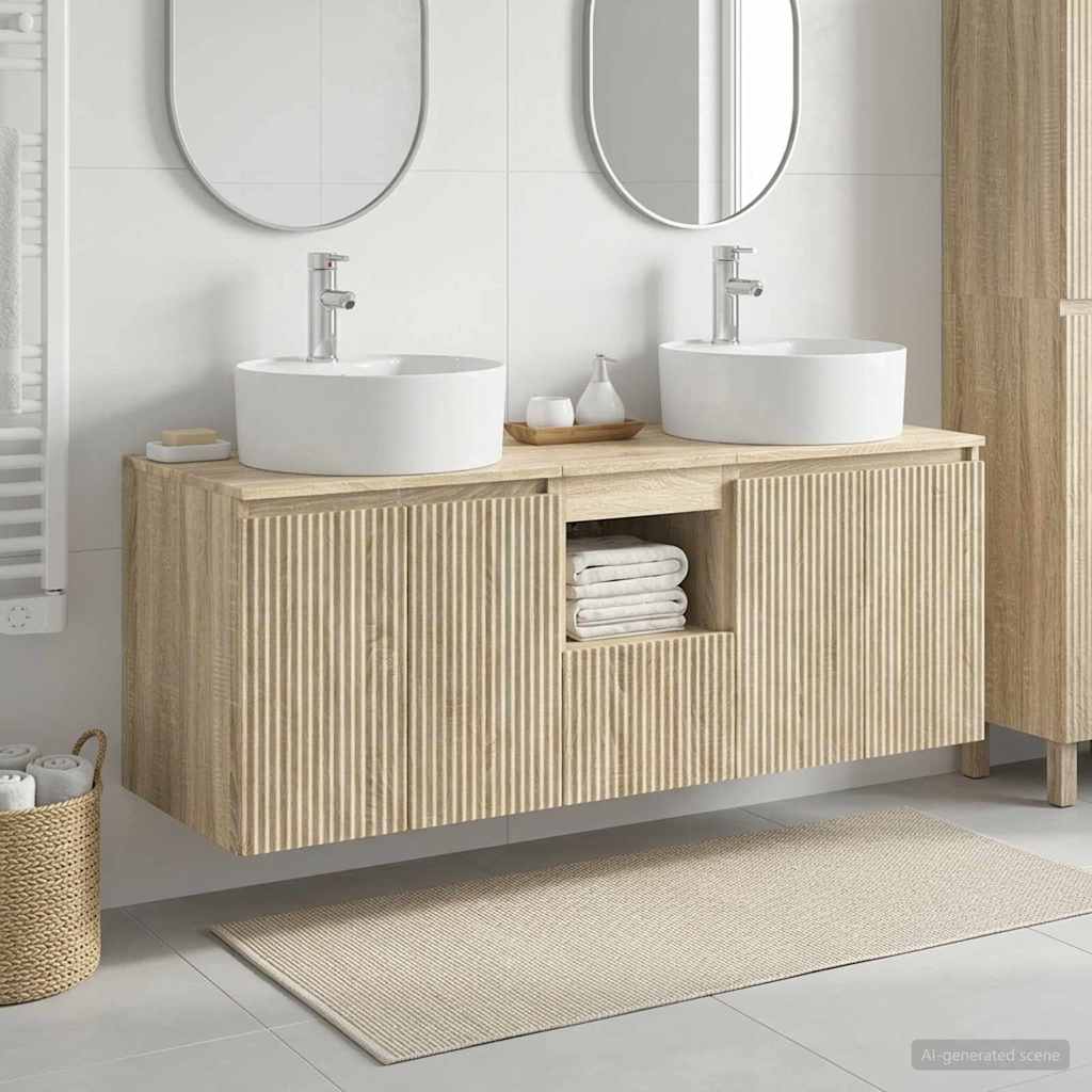 Badezimmerschrank-Set 3 stk. Sonoma-Eiche 49,5 x 44,5 x 65 cm