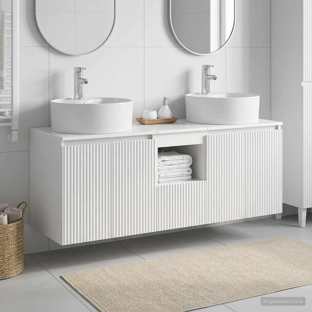 Badezimmerschrank-Set 3 stk. Hochglanz Weiß 49,5 x 44,5 x 65 cm