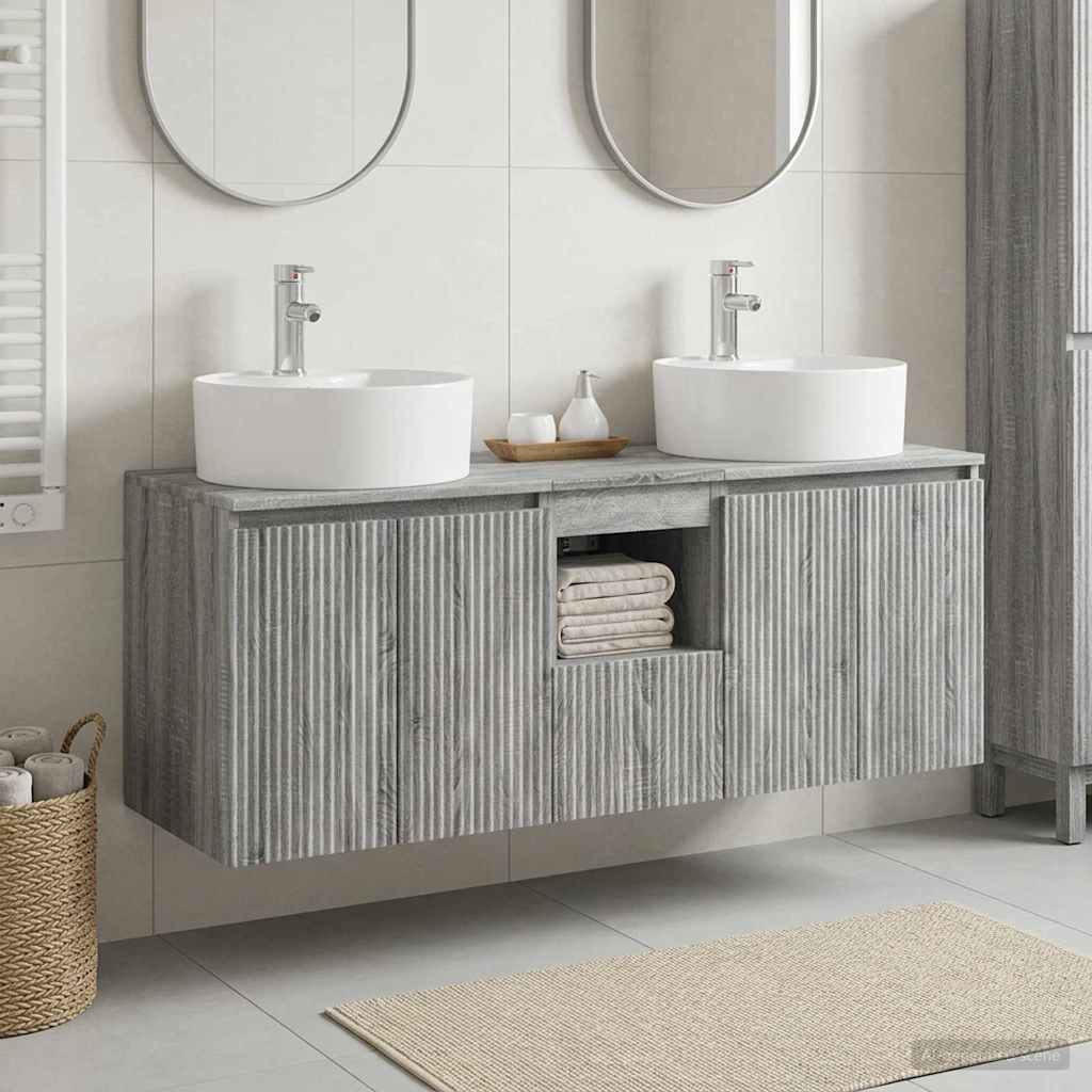 Badezimmerschrank-Set 3 stk. Grau Sonoma 49,5 x 44,5 x 65 cm