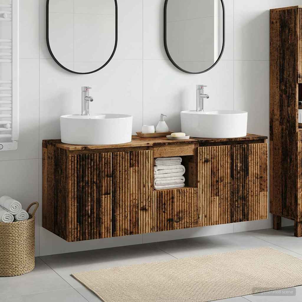 Badezimmerschrank-Set 3 stk. Altholz 49,5 x 44,5 x 65 cm