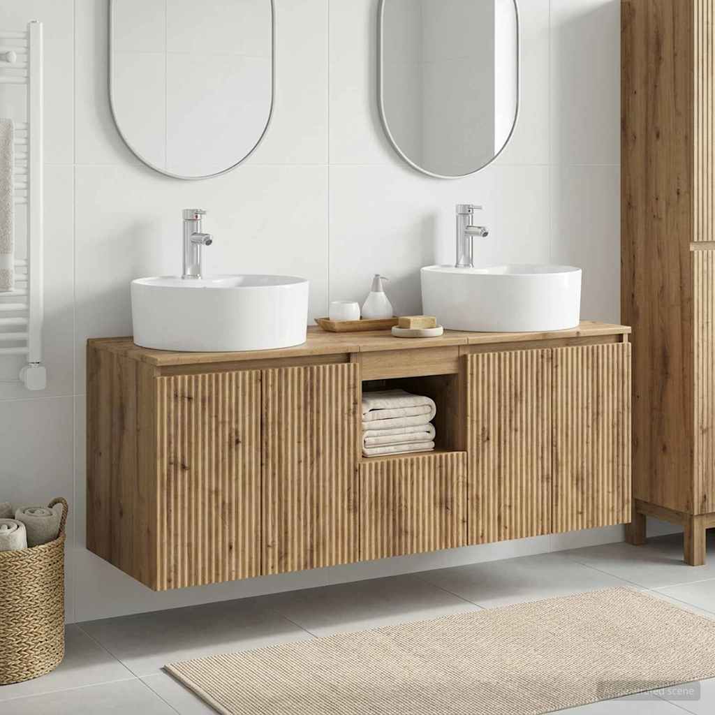 Badezimmerschrank-Set 3 Stk. Artisan-Eiche 49,5 x 44,5 x 65 cm