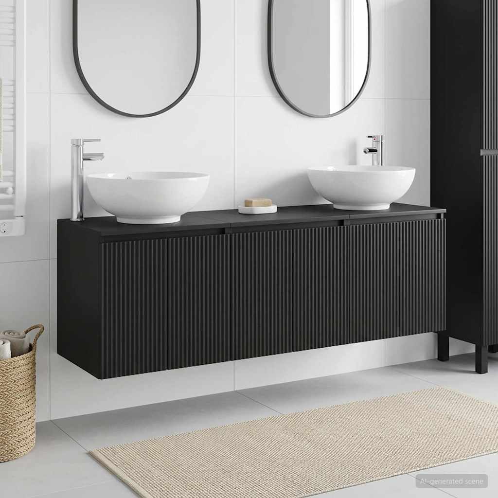 Badezimmerschrank-Set 3 stk. Schwarz 49,5 x 44,5 x 65 cm