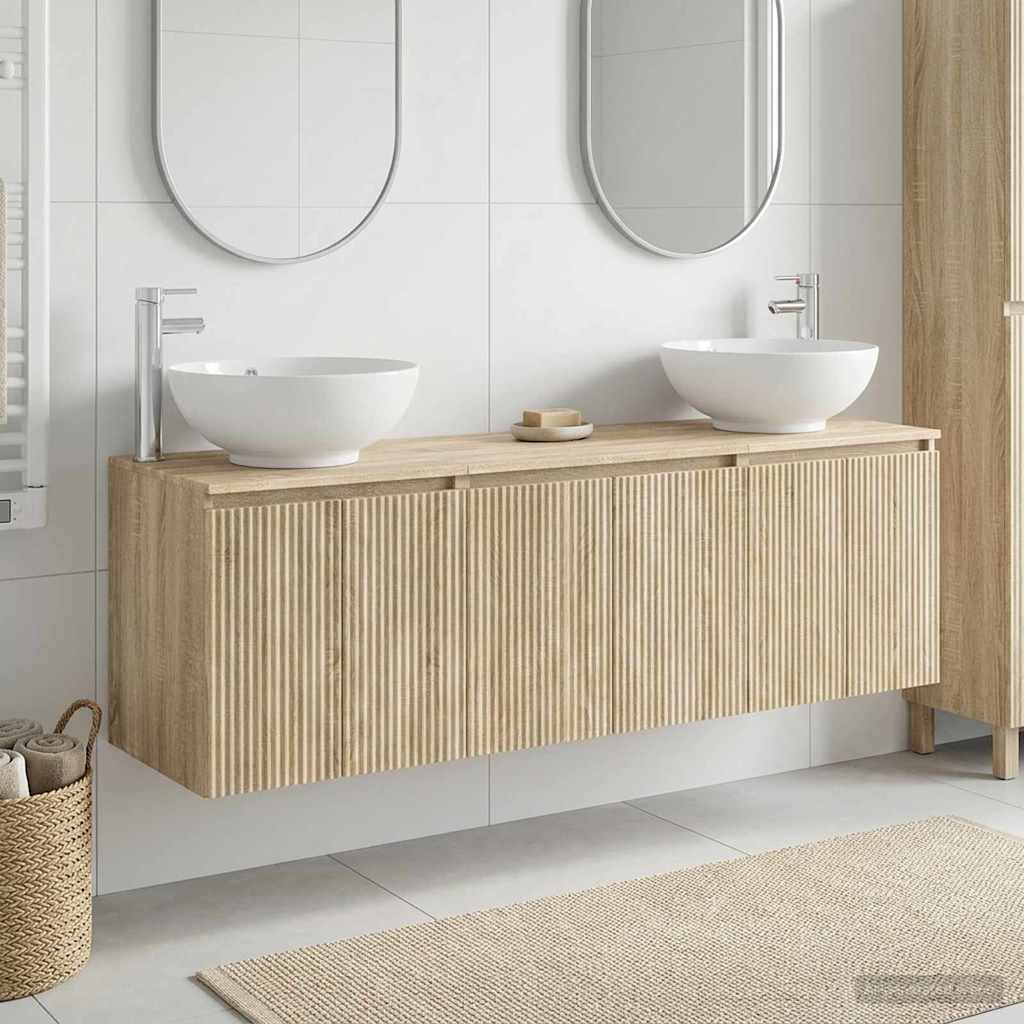 Badezimmerschrank-Set 3 stk. Sonoma-Eiche 49,5 x 44,5 x 65 cm