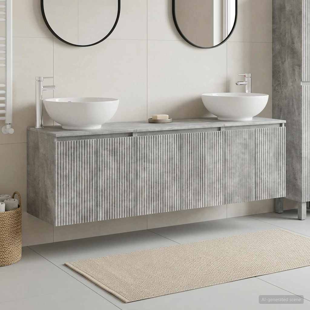 Badezimmerschrank-Set 3 stk. Betongrau 49,5 x 44,5 x 65 cm