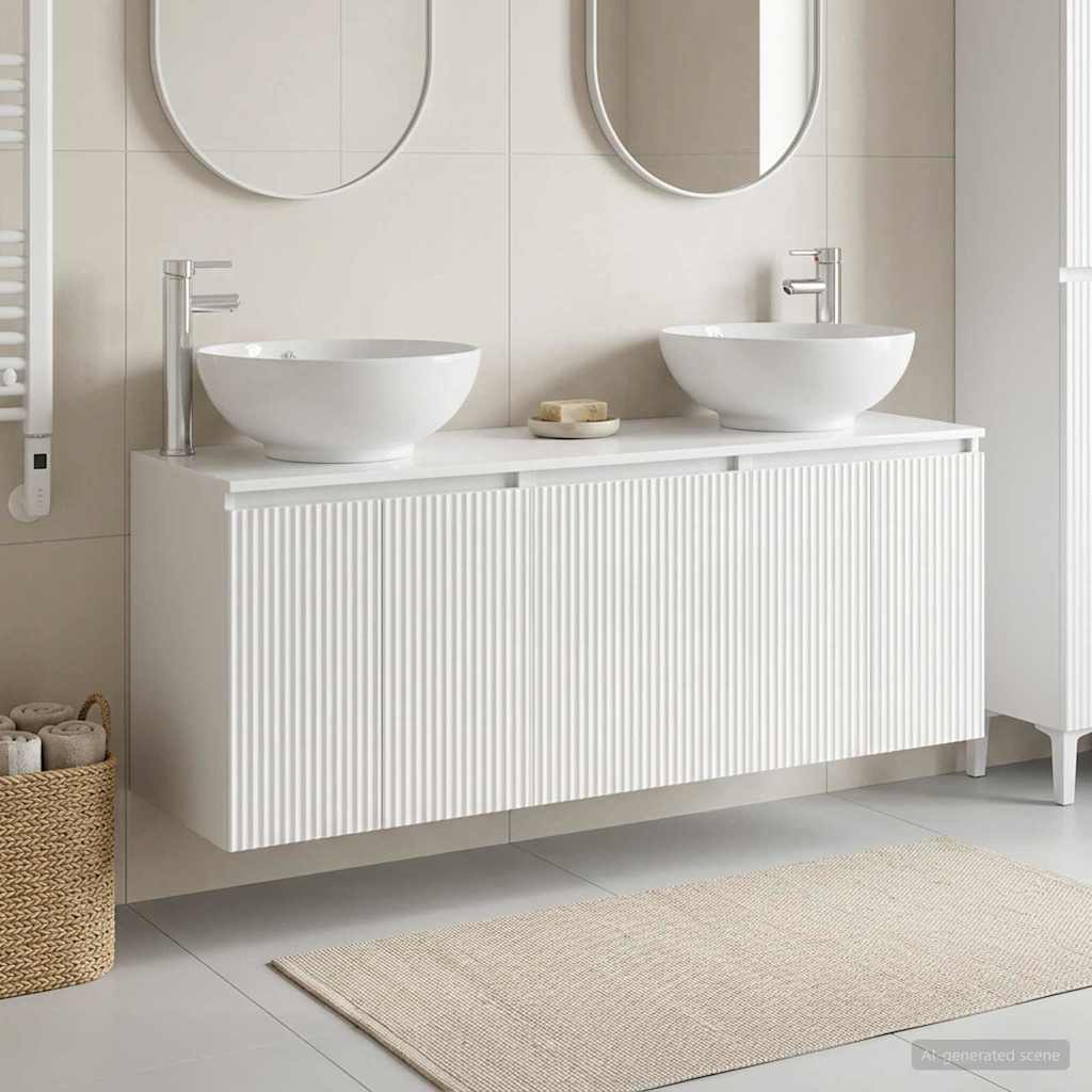 Badezimmerschrank-Set 3 stk. Hochglanz Weiß 49,5 x 44,5 x 65 cm