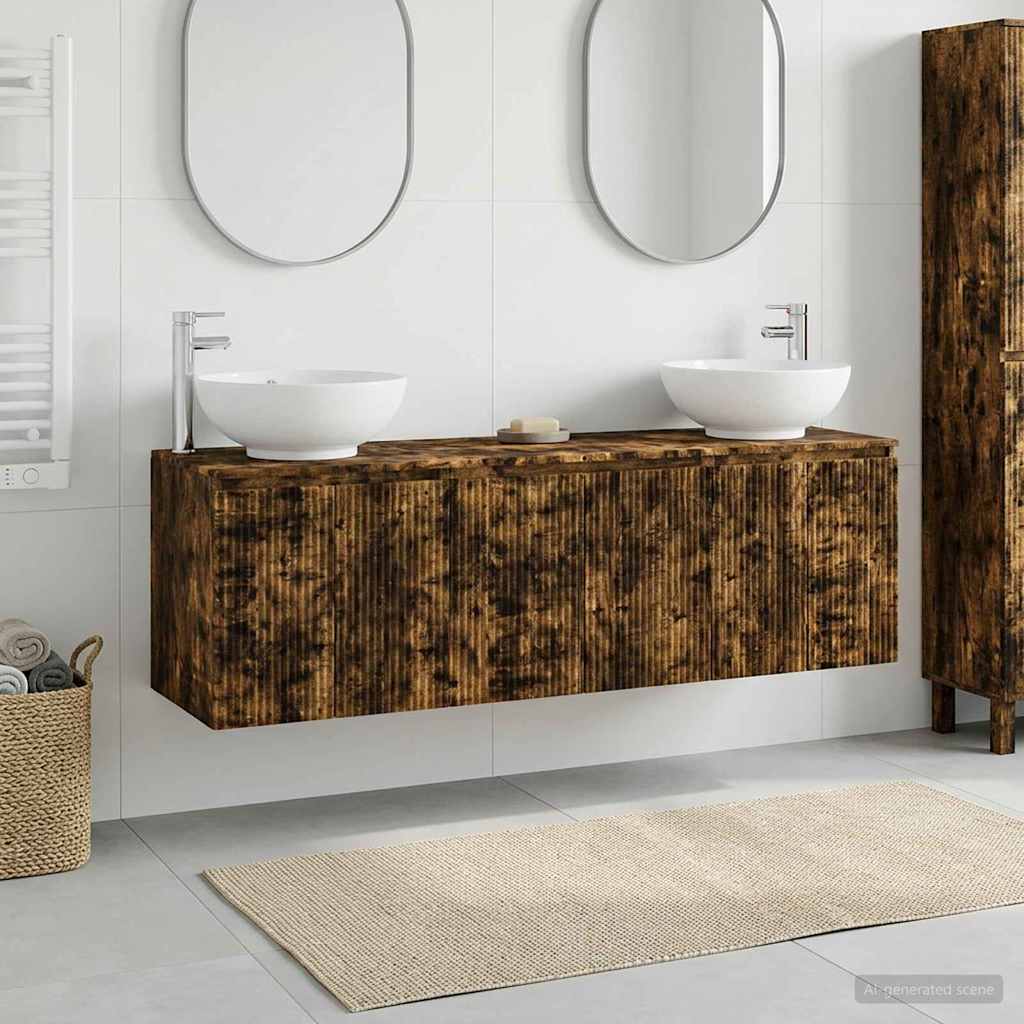 Badezimmerschrank-Set 3 stk. Geräucherte Eiche