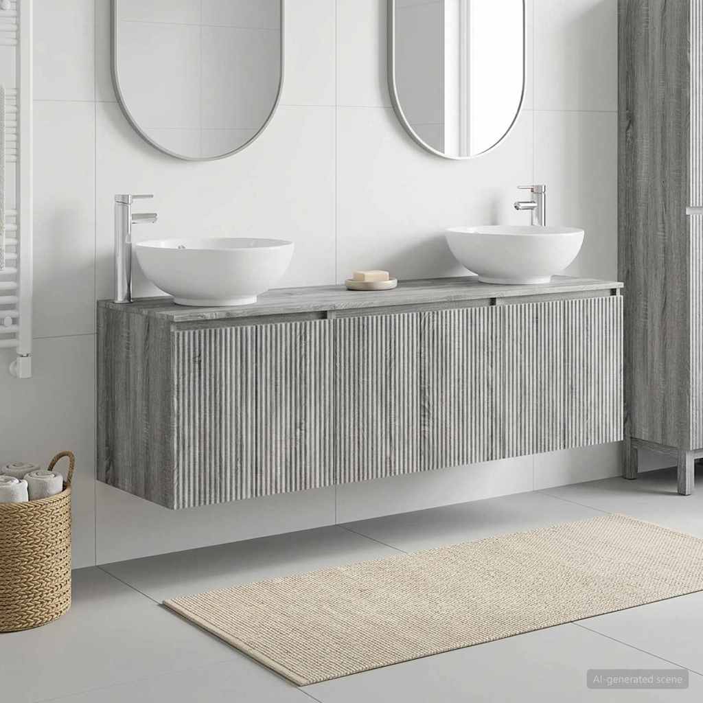 Badezimmerschrank-Set 3 stk. Grau Sonoma 49,5 x 44,5 x 65 cm