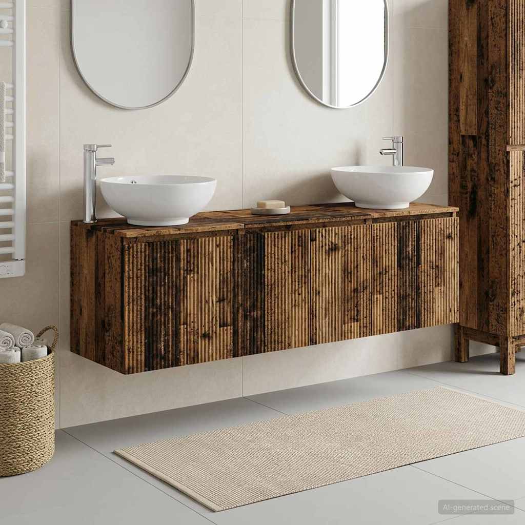 Badezimmerschrank-Set 3 stk. Altholz 49,5 x 44,5 x 65 cm