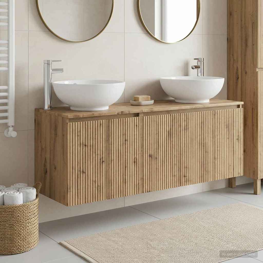 Badezimmerschrank-Set 3 Stk. Artisan-Eiche 49,5 x 44,5 x 65 cm