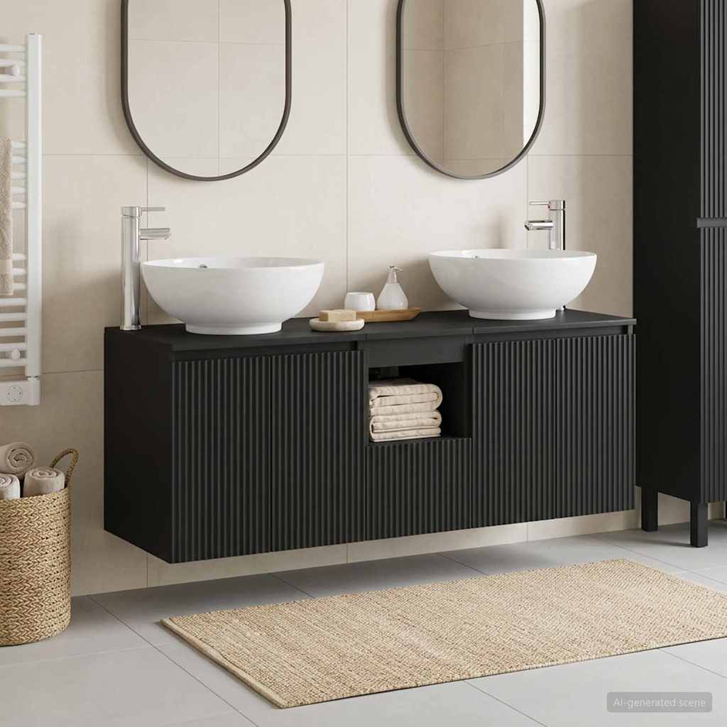 Badezimmerschrank-Set 3 stk. Schwarz 49,5 x 44,5 x 65 cm