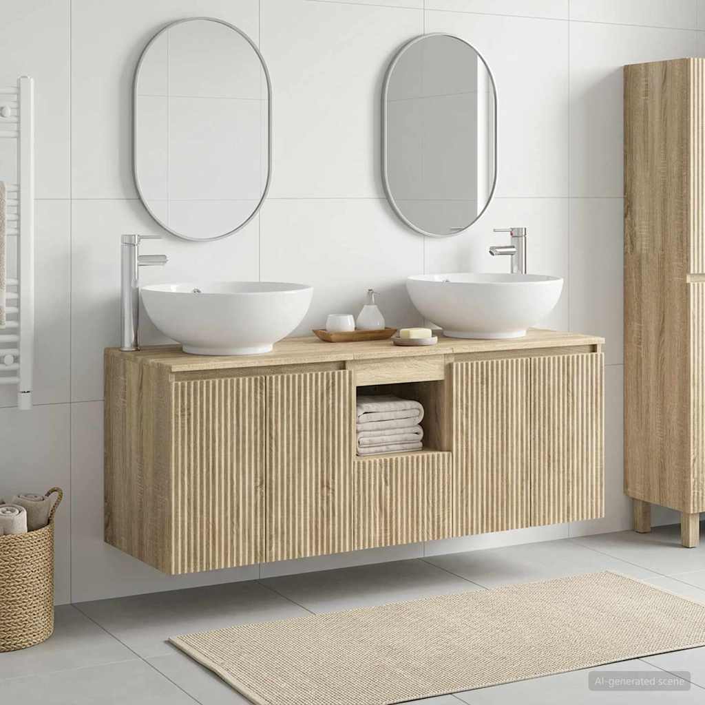 Badezimmerschrank-Set 3 stk. Sonoma-Eiche 49,5 x 44,5 x 65 cm