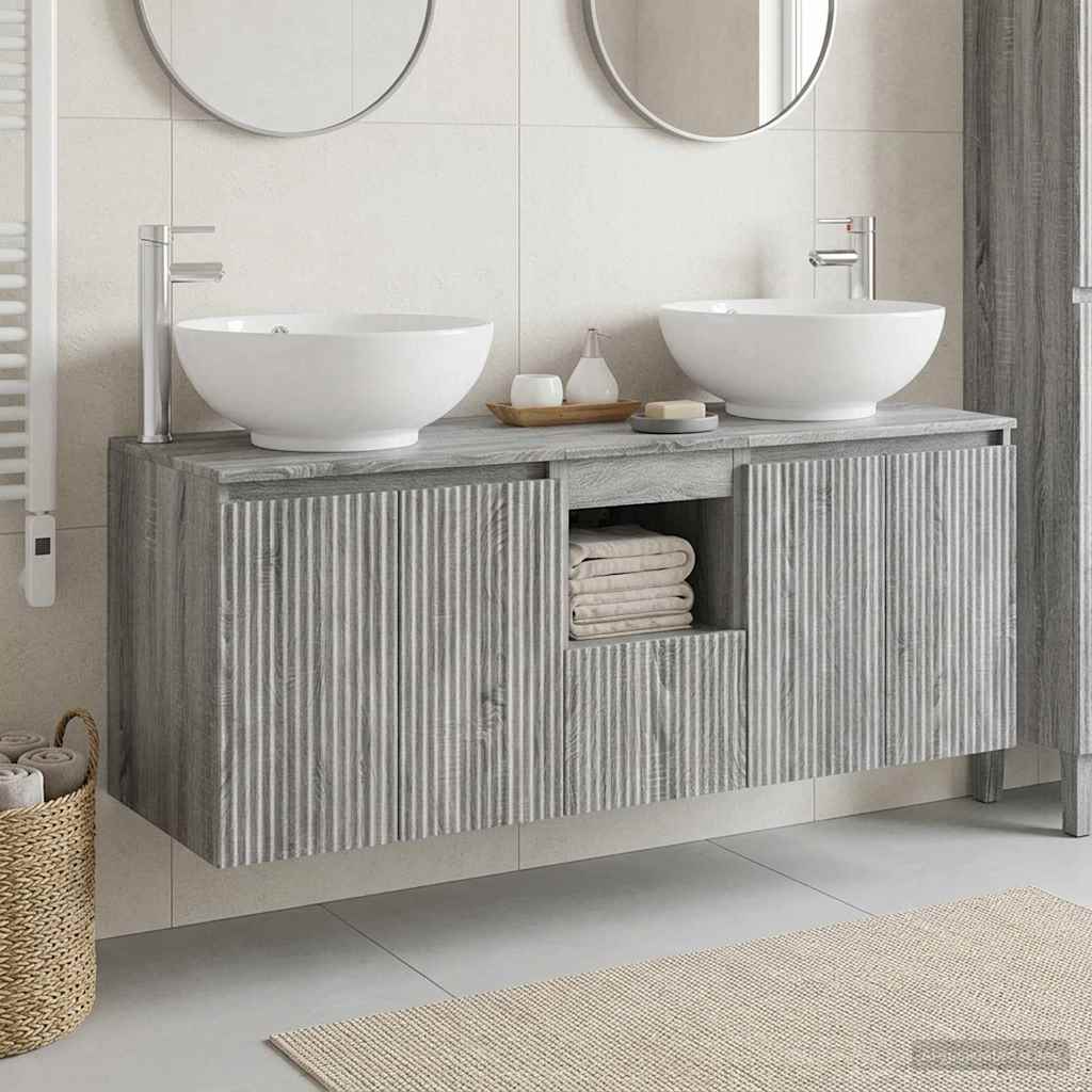 Badezimmerschrank-Set 3 stk. Grau Sonoma 49,5 x 44,5 x 65 cm