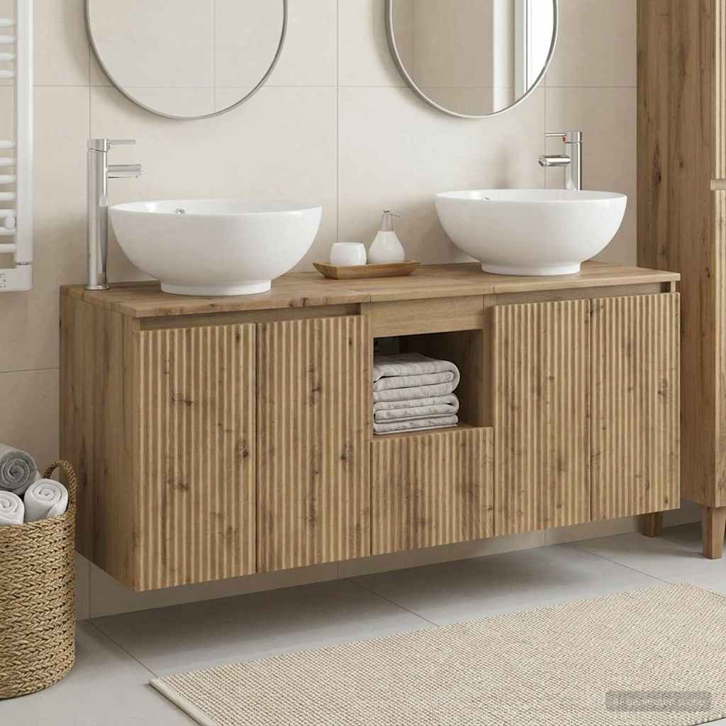 Badezimmerschrank-Set 3 Stk. Artisan-Eiche 49,5 x 44,5 x 65 cm