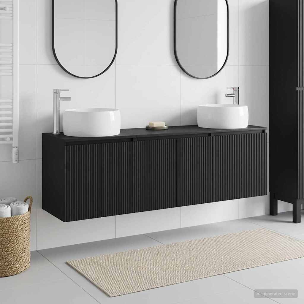 Badezimmerschrank-Set 3 stk. Schwarz 49,5 x 44,5 x 66 cm