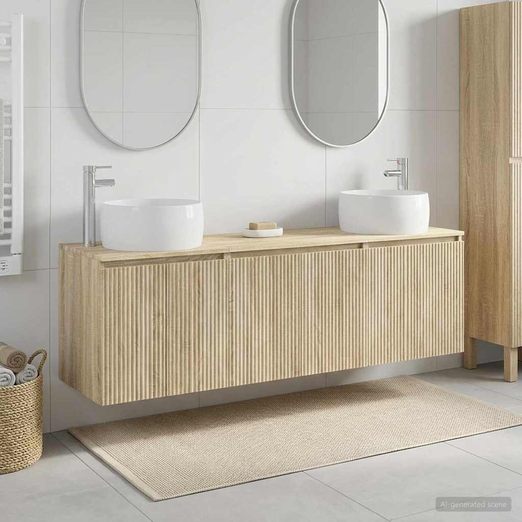 Badezimmerschrank-Set 3 stk. Sonoma-Eiche 49,5 x 44,5 x 66 cm