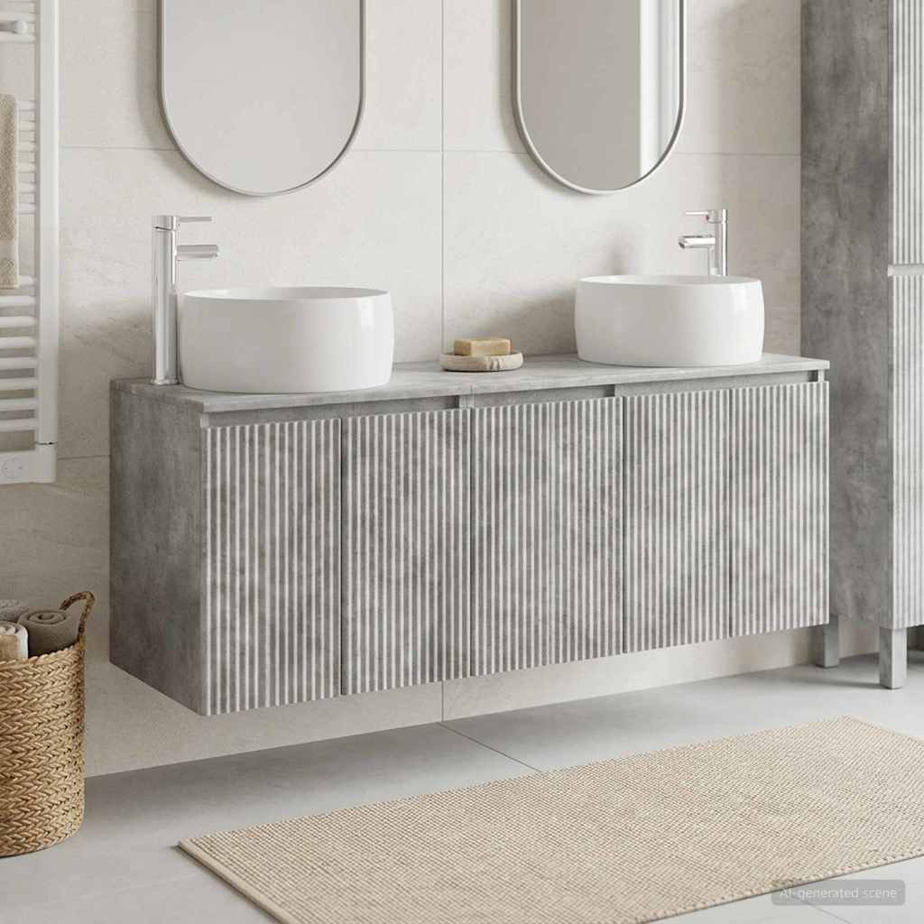 Badezimmerschrank-Set 3 stk. Betongrau 49,5 x 44,5 x 66 cm
