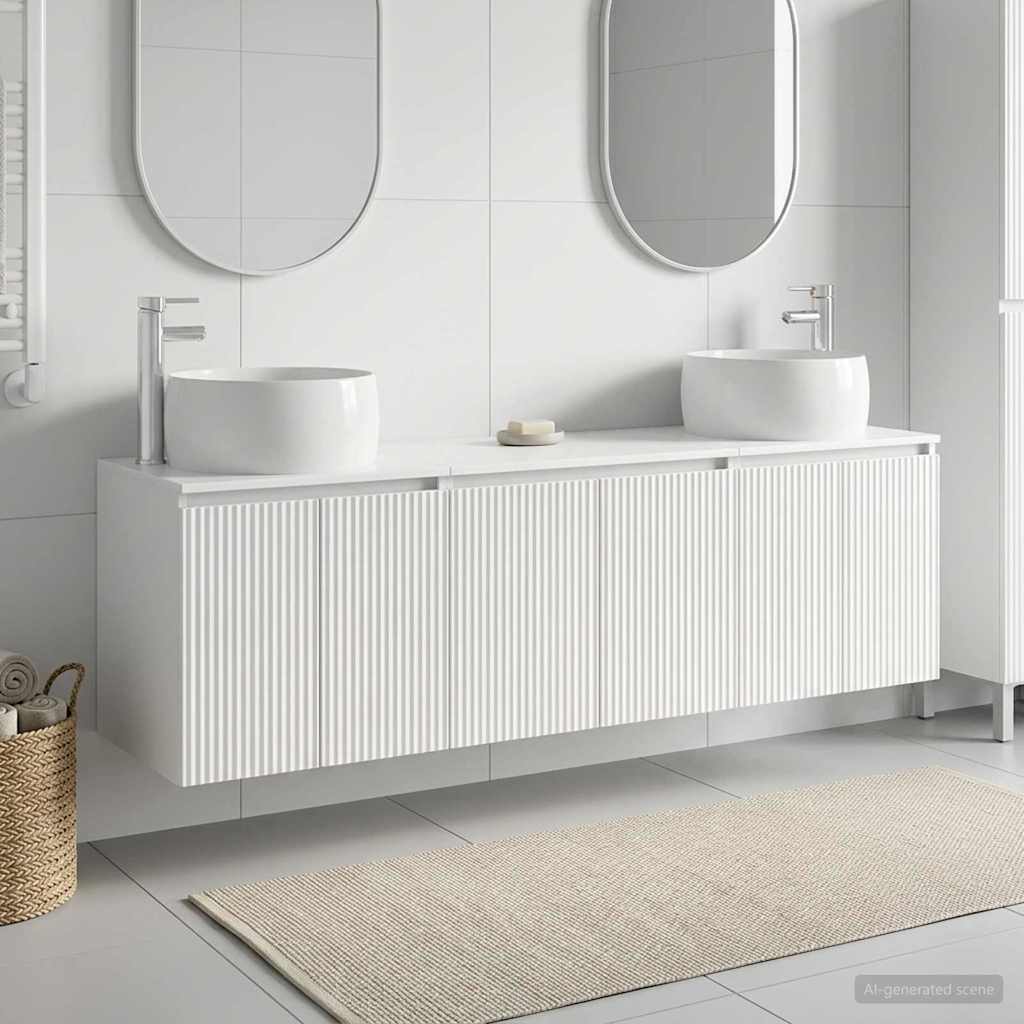 Badezimmerschrank-Set 3 stk. Hochglanz Weiß 49,5 x 44,5 x 66 cm