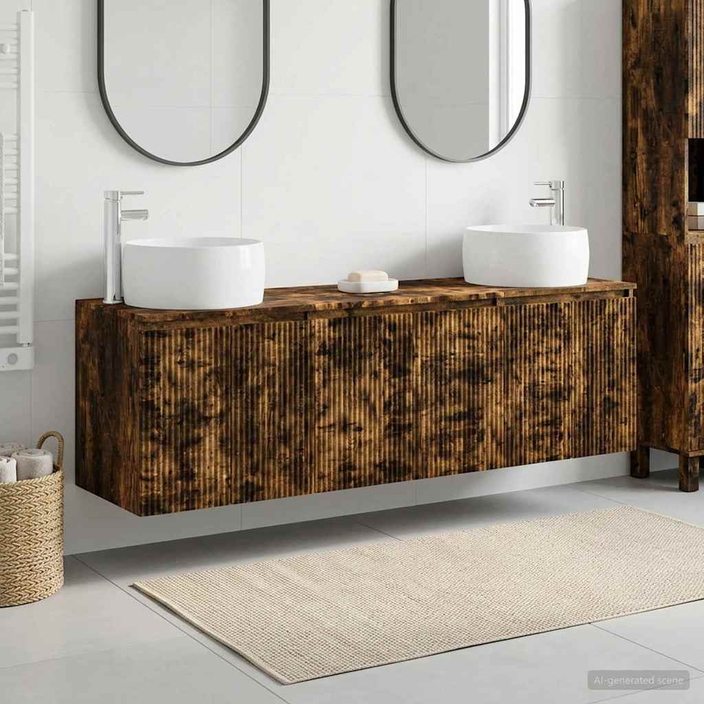 Badezimmerschrank-Set 3 stk. Geräucherte Eiche