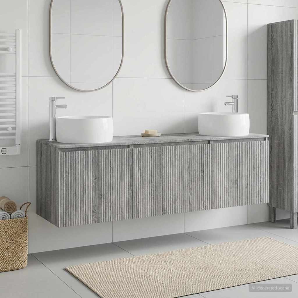 Badezimmerschrank-Set 3 stk. Grau Sonoma 49,5 x 44,5 x 66 cm