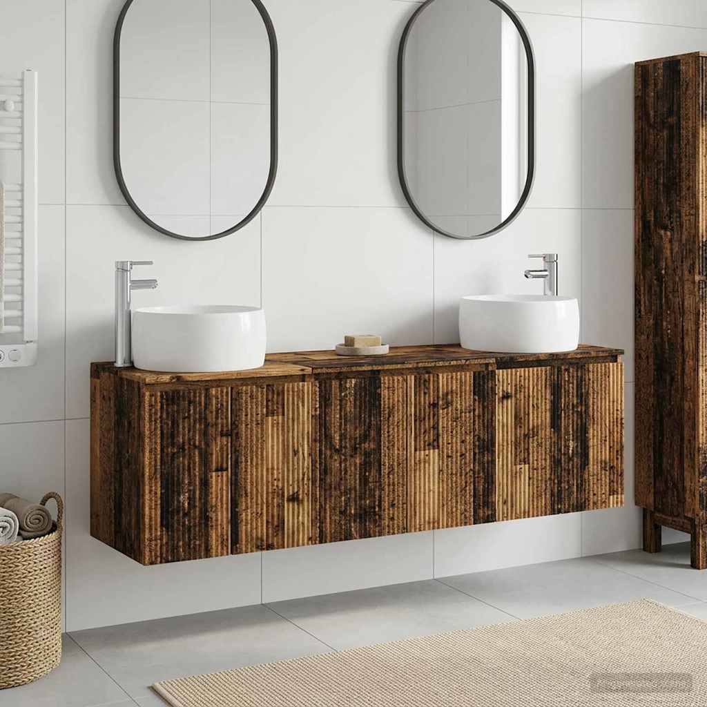 Badezimmerschrank-Set 3 stk. Altholz 49,5 x 44,5 x 66 cm