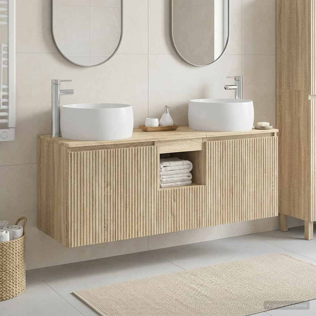 Badezimmerschrank-Set 3 stk. Sonoma-Eiche 49,5 x 44,5 x 66 cm