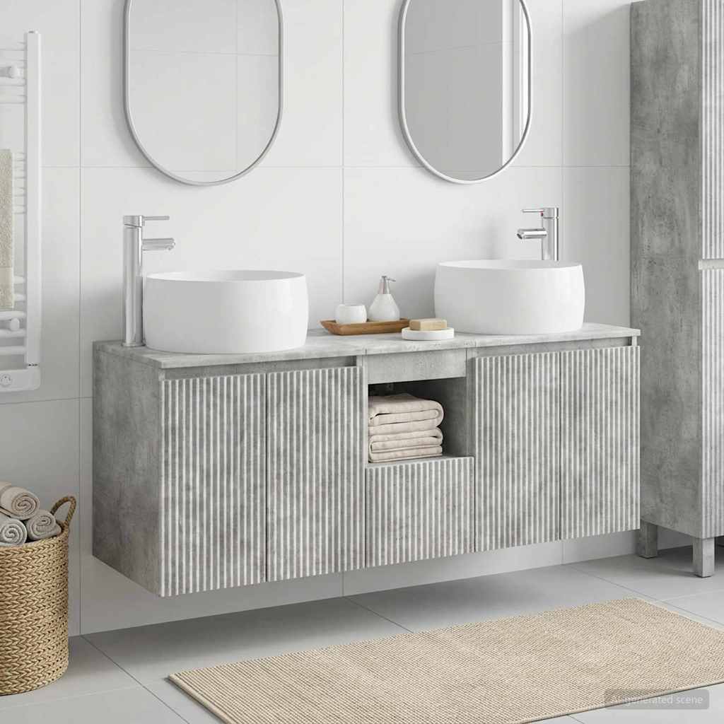 Badezimmerschrank-Set 3 stk. Betongrau 49,5 x 44,5 x 66 cm