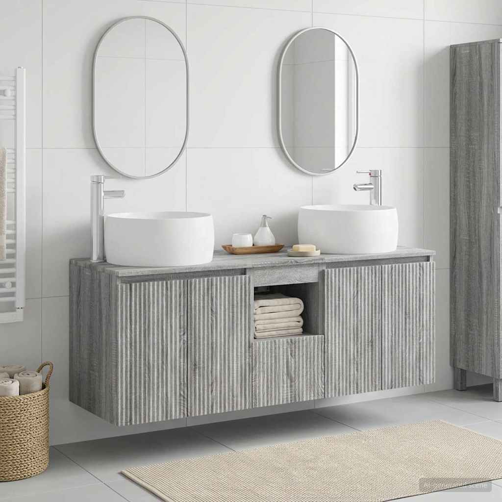 Badezimmerschrank-Set 3 stk. Grau Sonoma 49,5 x 44,5 x 66 cm