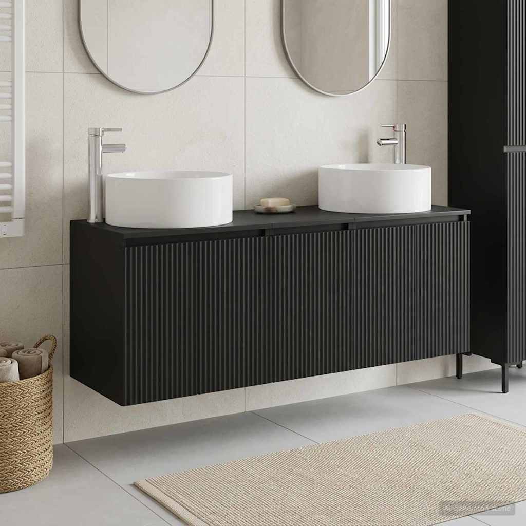 Badezimmerschrank-Set 3 stk. Schwarz 49,5 x 44,5 x 65,5 cm