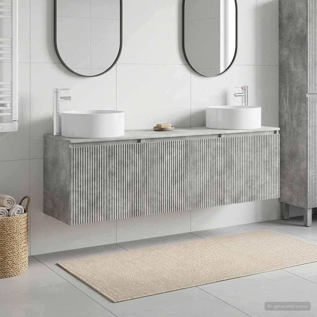 Badezimmerschrank-Set 3 stk. Betongrau 49,5 x 44,5 x 65,5 cm