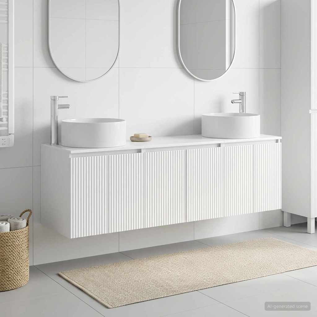 Badezimmerschrank-Set 3 stk. Hochglanz Weiß