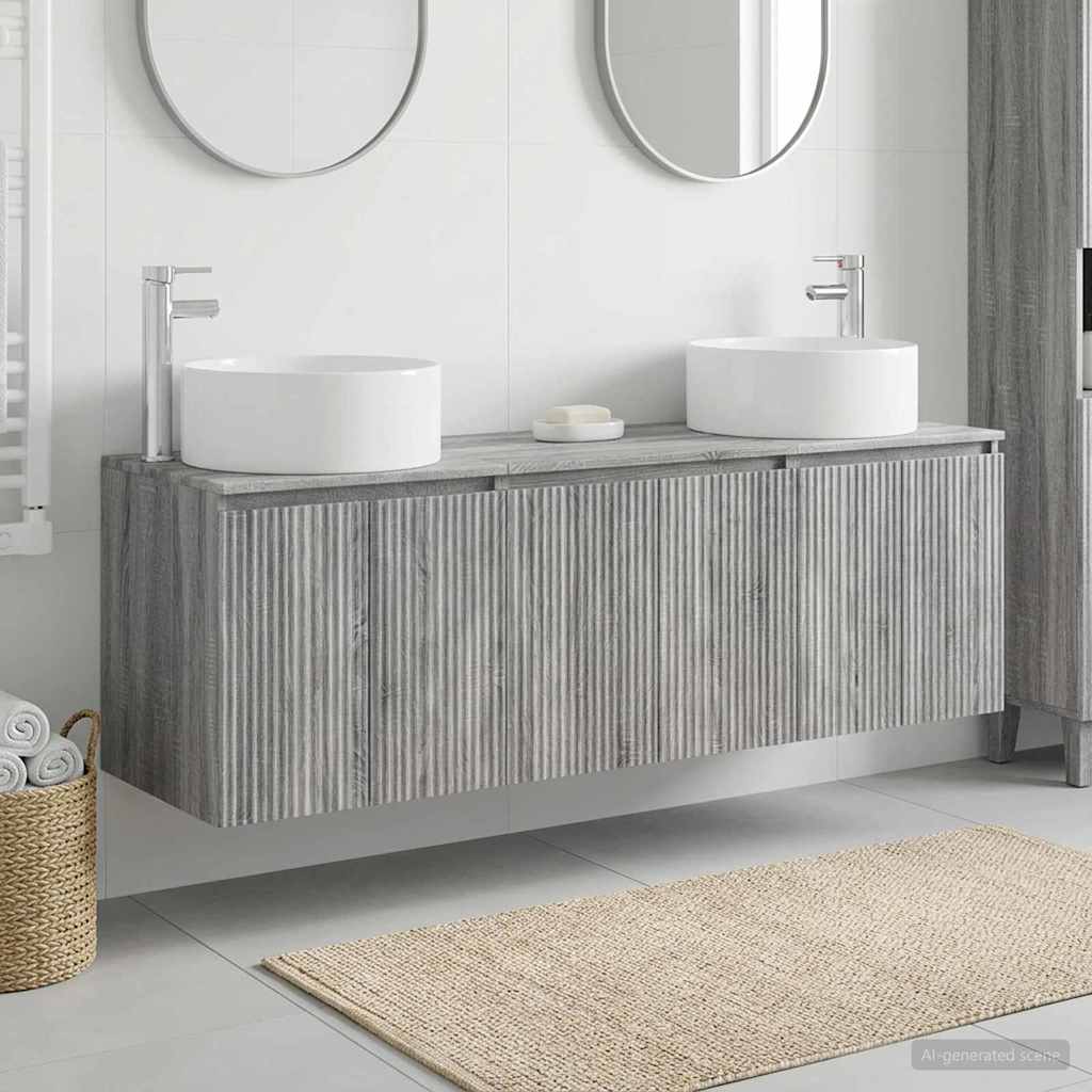 Badezimmerschrank-Set 3 stk. Grau Sonoma 49,5 x 44,5 x 65,5 cm