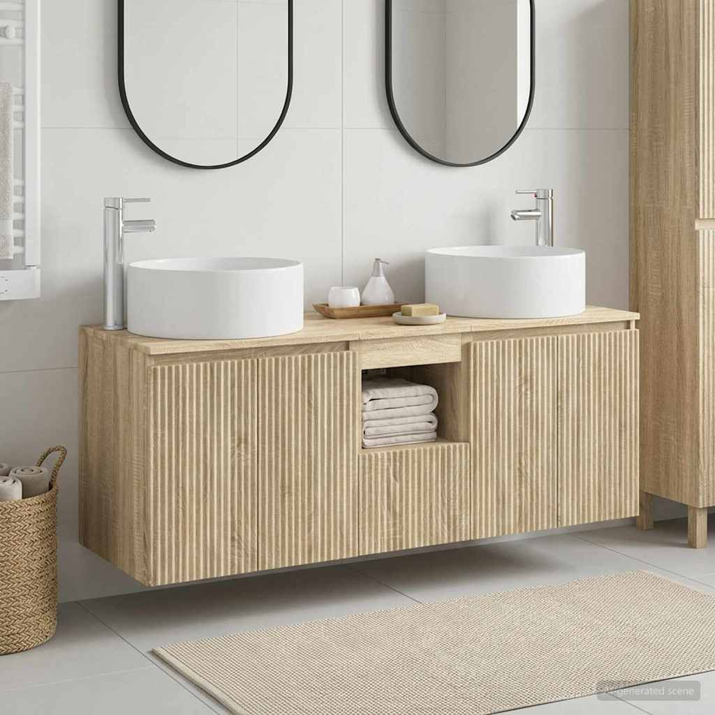 Badezimmerschrank-Set 3 stk. Sonoma-Eiche 49,5 x 44,5 x 65,5 cm