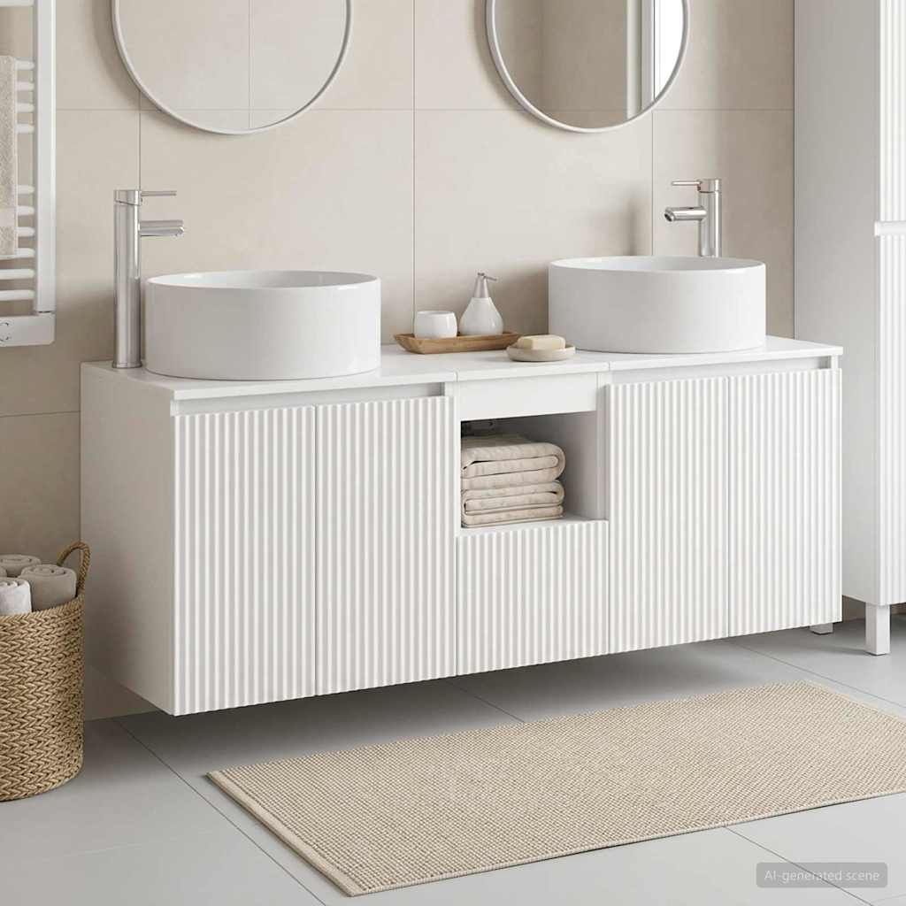Badezimmerschrank-Set 3 stk. Hochglanz Weiß