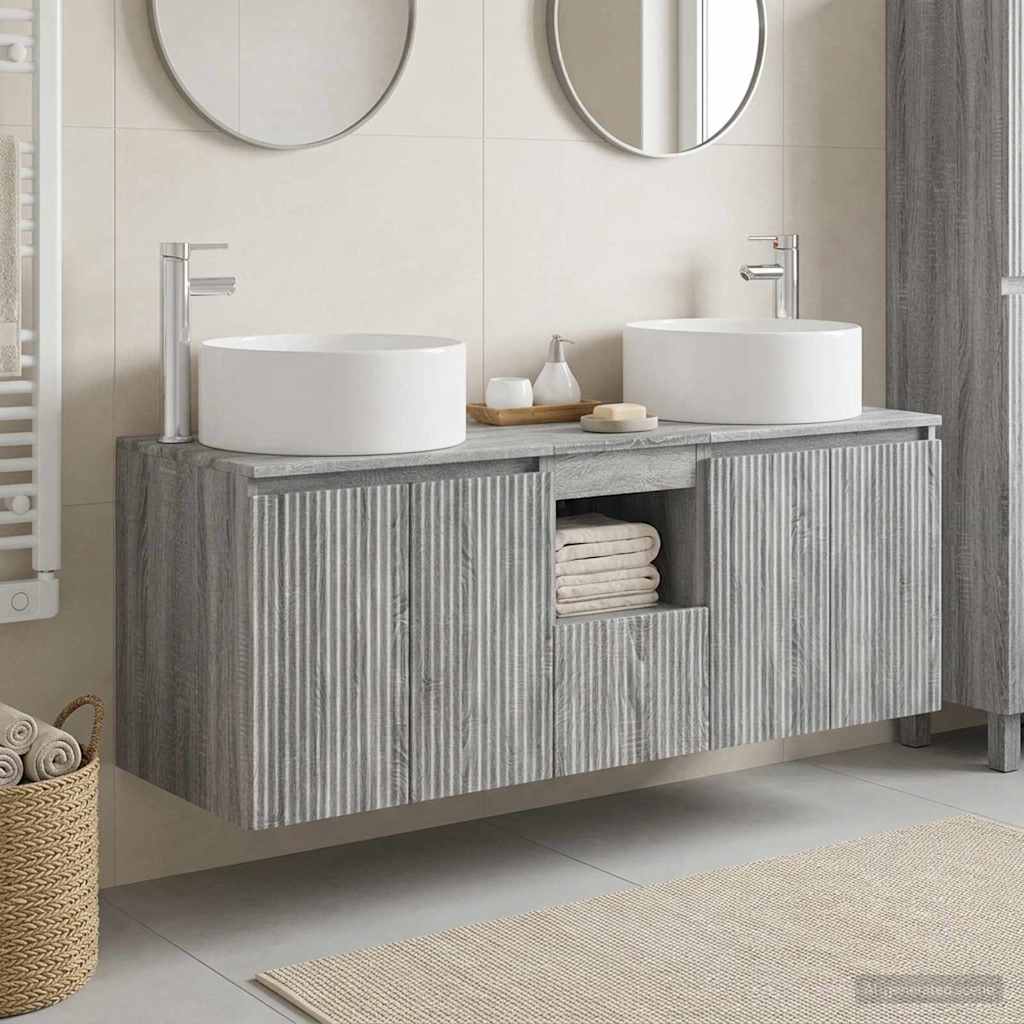Badezimmerschrank-Set 3 stk. Grau Sonoma 49,5 x 44,5 x 65,5 cm