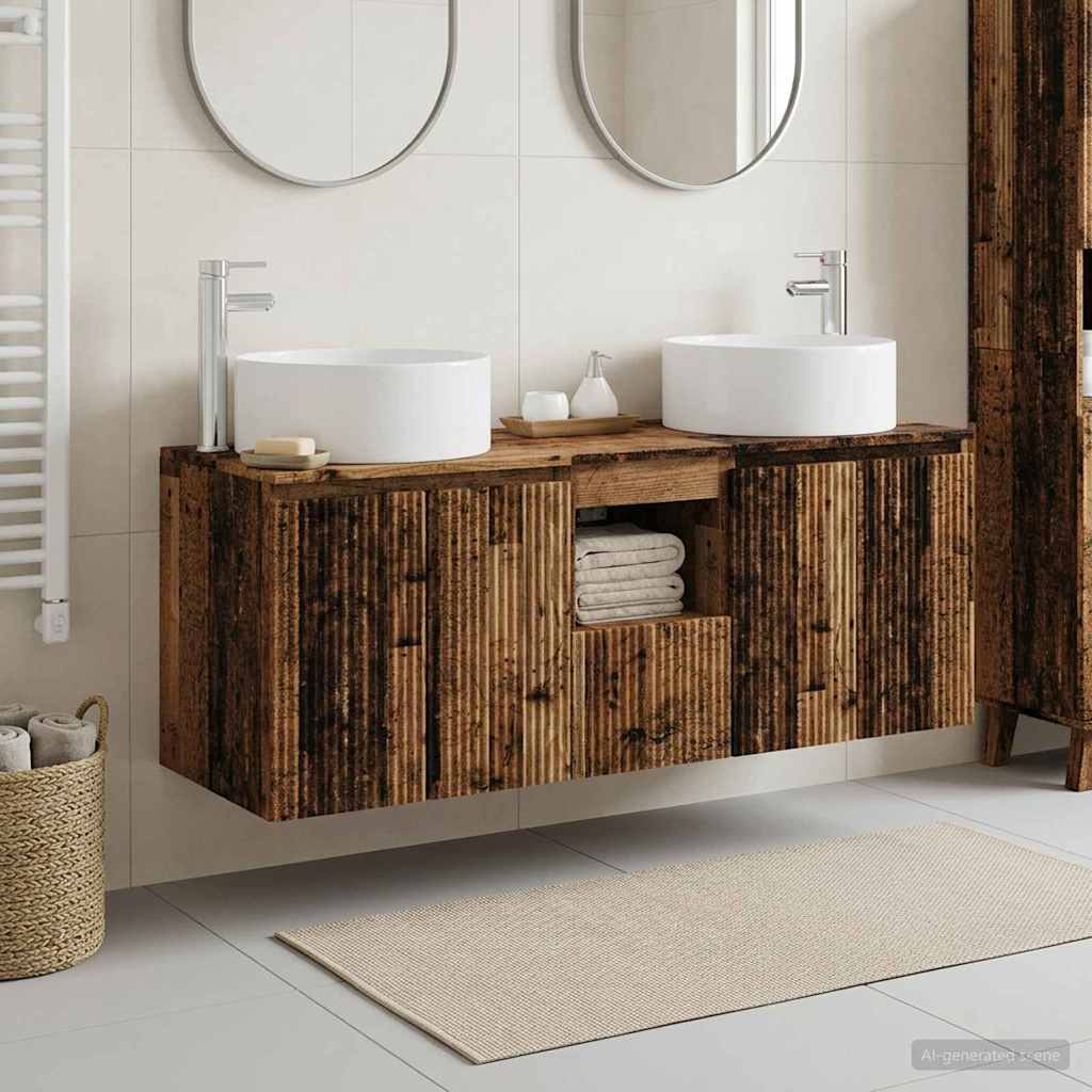 Badezimmerschrank-Set 3 stk. Altholz 49,5 x 44,5 x 65,5 cm