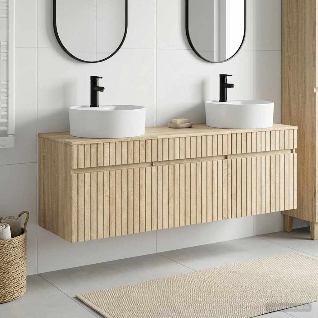 Badezimmerschrank-Set 3 stk. Sonoma-Eiche 49 x 44,5 x 65 cm