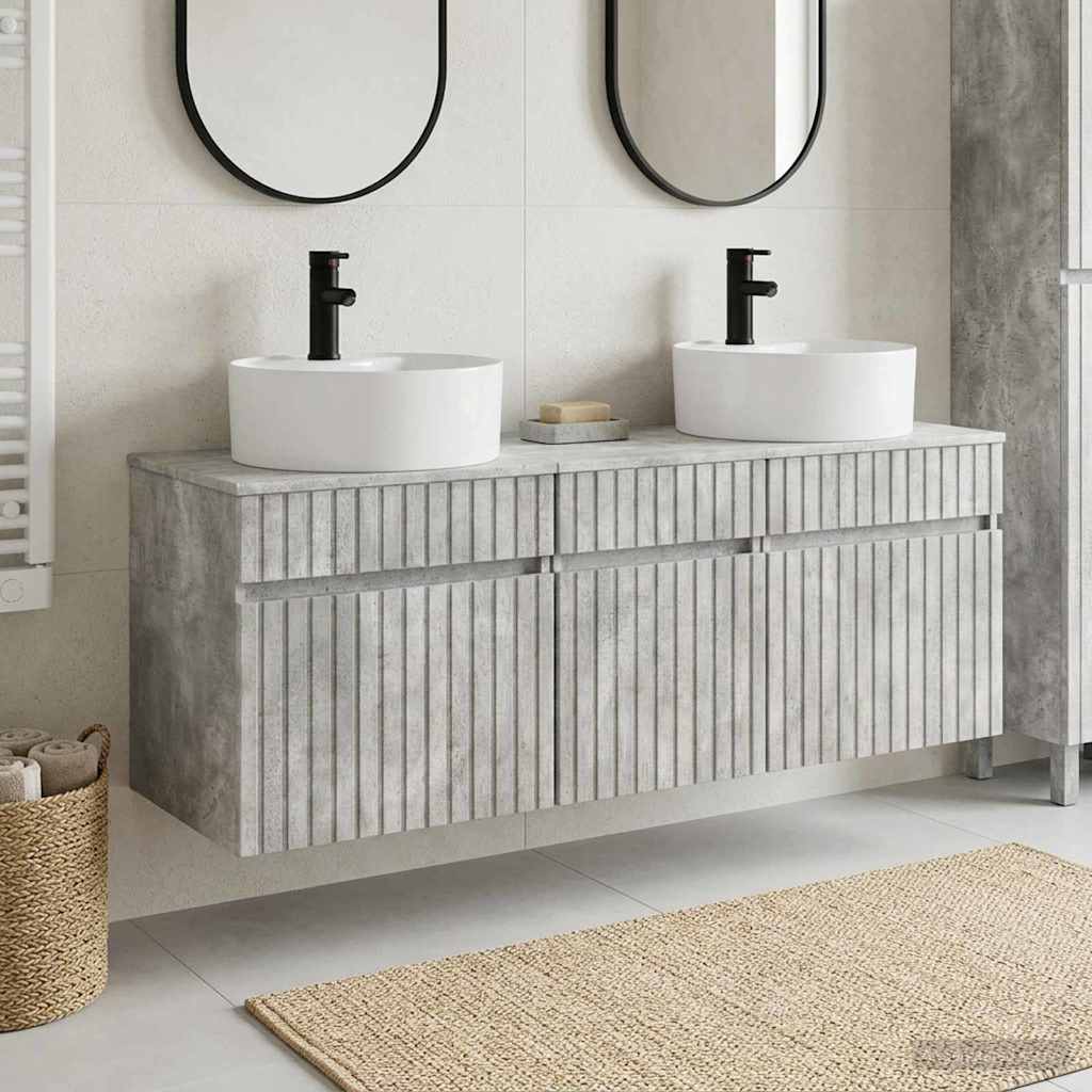 Badezimmerschrank-Set 3 stk. Betongrau 49 x 44,5 x 65 cm