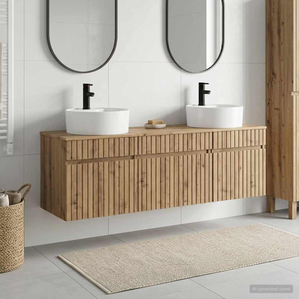 Badezimmerschrank-Set 3 Stk. Artisan-Eiche 49 x 44,5 x 65 cm