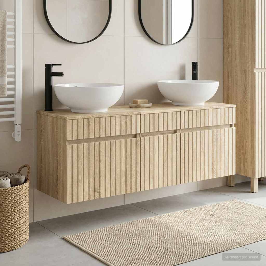 Badezimmerschrank-Set 3 stk. Sonoma-Eiche 49 x 44,5 x 66,5 cm