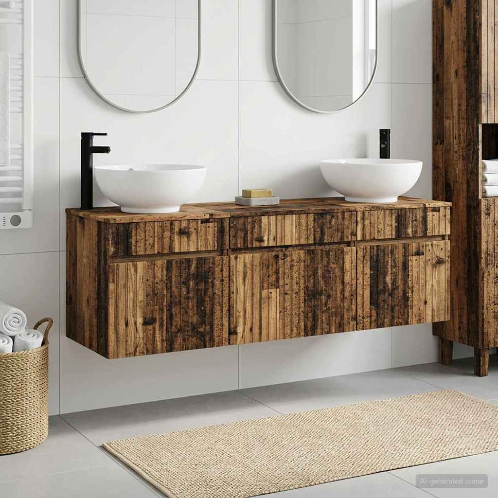 Badezimmerschrank-Set 3 stk. Altholz 49 x 44,5 x 66,5 cm