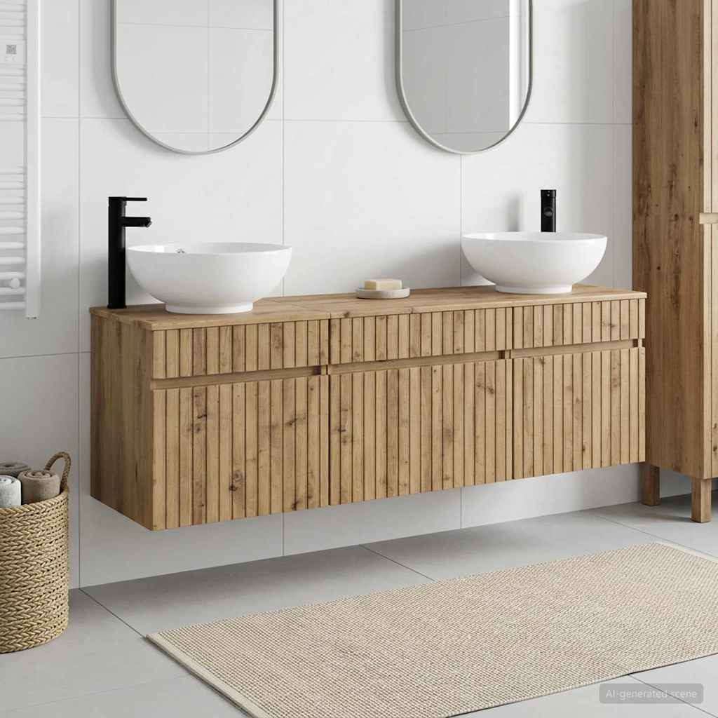 Badezimmerschrank-Set 3 Stk. Artisan-Eiche 49 x 44,5 x 66,5 cm