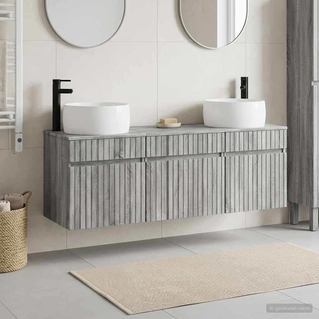 Badezimmerschrank-Set 3 stk. Grau Sonoma 49 x 44,5 x 66 cm