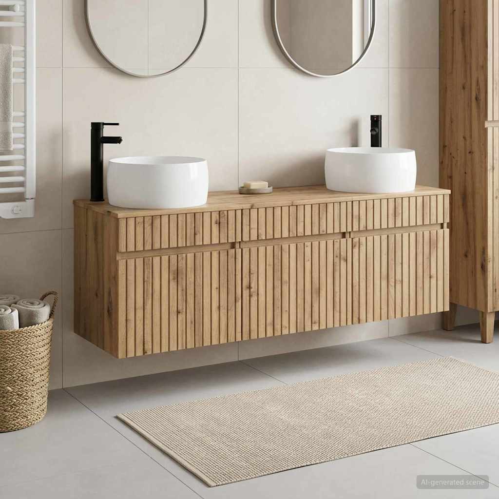Badezimmerschrank-Set 3 Stk. Artisan-Eiche 49 x 44,5 x 66 cm